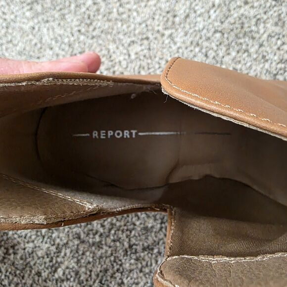 Report Boots Size 9.5 Stacked Heel Ankle Booties Light Brown Faux Leather - Picture 10 of 12